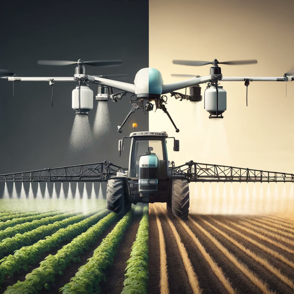 Pulverizadora vs Drone